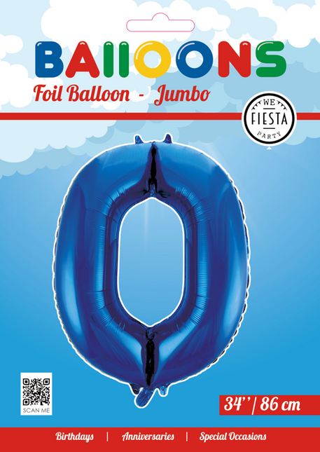 Ballon de baudruche Figure 0 Bleu XL 86cm Vide