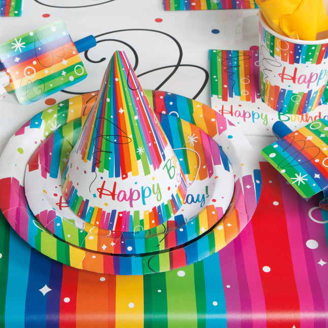 Rubans d'anniversaire arc-en-ciel Chapeaux 8pcs