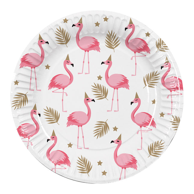 Assiettes Flamingo en papier 23cm 10pcs