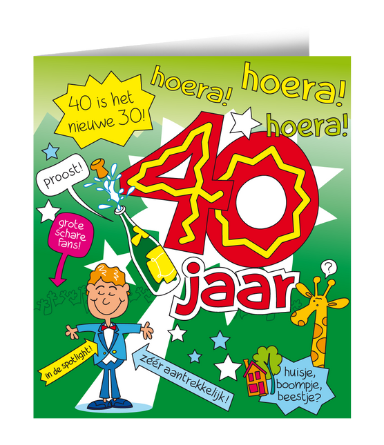 Carte d'anniversaire 40 Years Man Cartoon 16.5cm