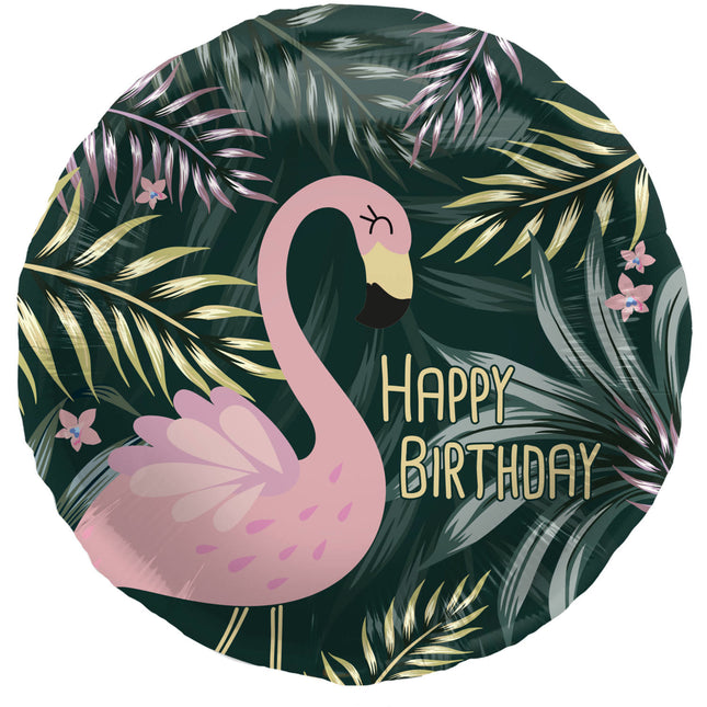 Ballon à l'hélium Happy Birthday Flamingo Vide 45cm