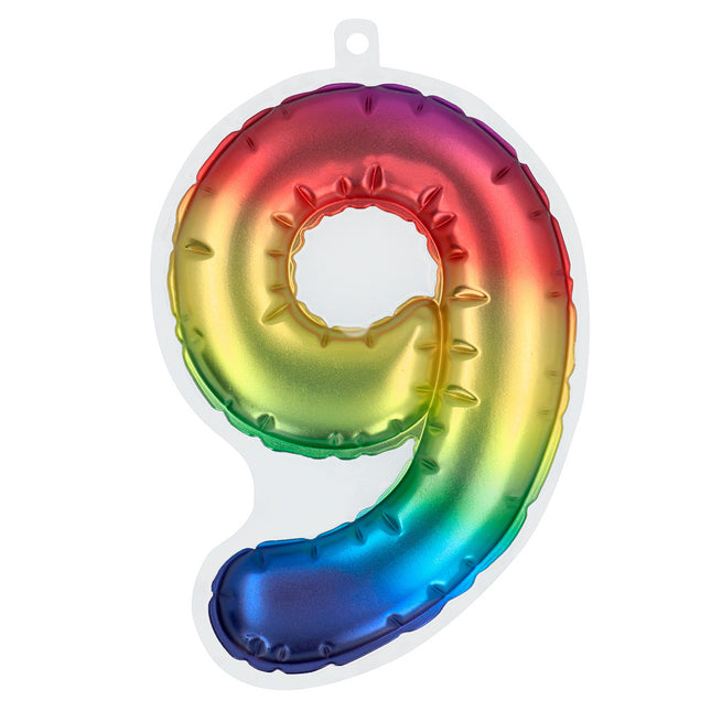 Rainbow 9 Year Stickers Foil Balloon 20cm