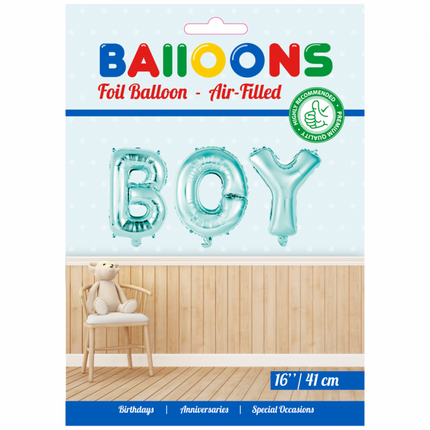 Jeu de lettres pour ballons Garçon Bleu 41cm