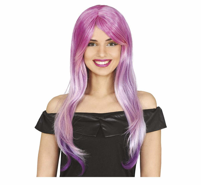 Perruque violette cheveux longs