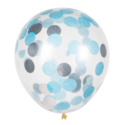 Ballons confettis argentés bleus 30cm 5pcs