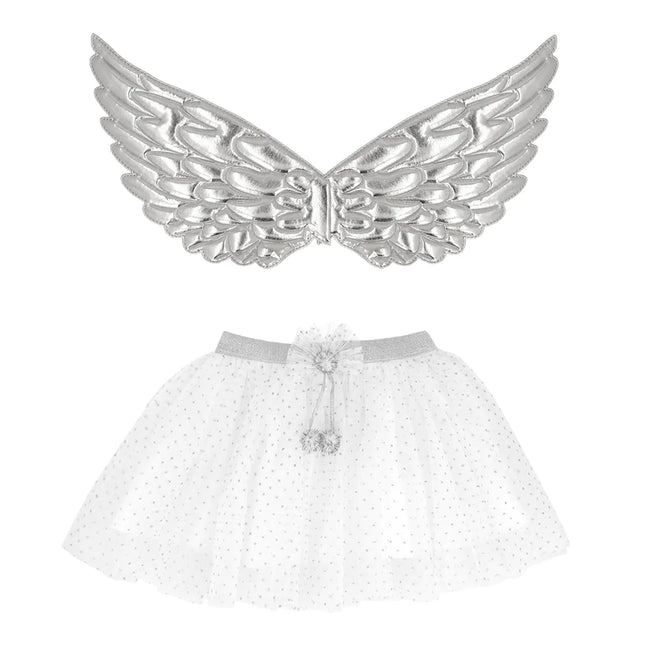 Set d'accessoires d'ange blanc argenté fille