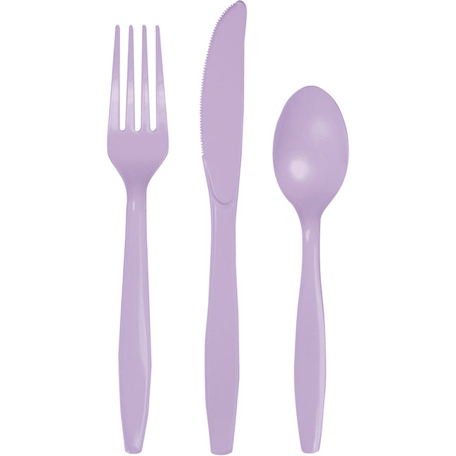 Couverts en plastique Lilas 24 pièces