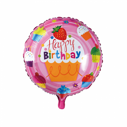 Ballon à l'hélium Happy Birthday Cupcakes 45cm vide