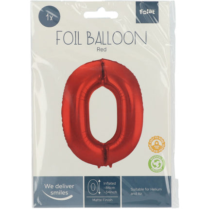 Ballon de baudruche Figure 0 Rouge mat XL 86cm vide