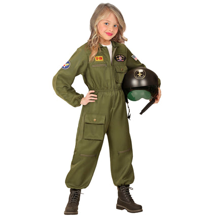 Costume de pilote Vert foncé Enfant Jet Fighter