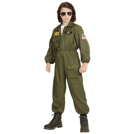 Costume de pilote Vert foncé Enfant Jet Fighter