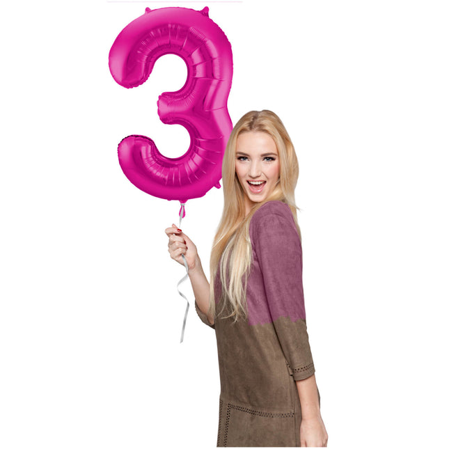 Ballon de baudruche Figure 3 Fuchsia Métallique XL 86cm vide