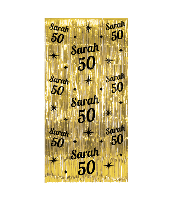 Sarah Door Curtain Gold Black