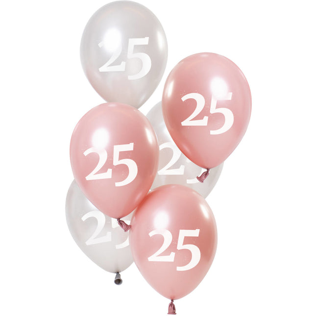 Ballons 25 ans rose 23cm 6pcs