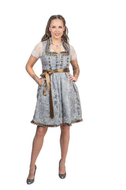 Silver Dirndl Robe Oktoberfest Femmes 2 Pièces