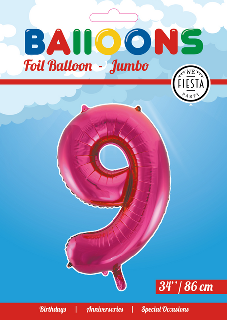 Ballon de baudruche Figure 9 Fuchsia XL 86cm vide