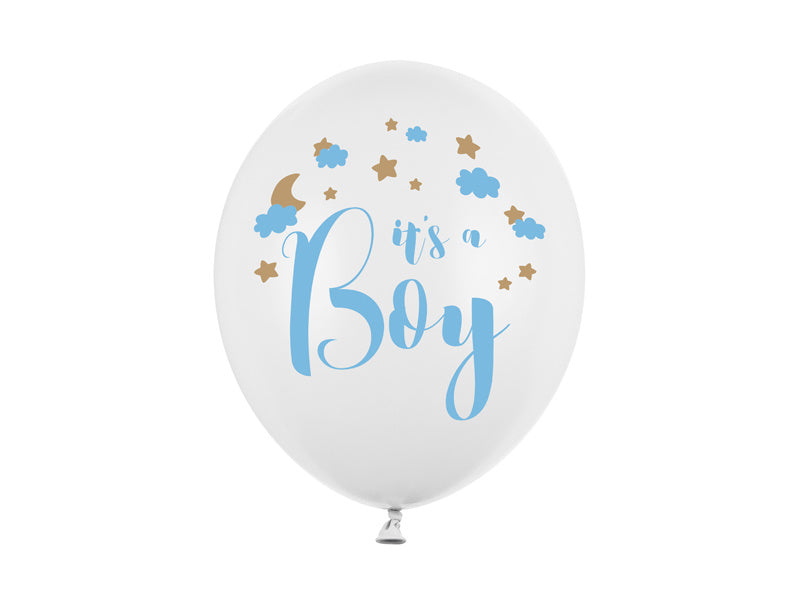 Ballons blancs It's A Boy 30cm 6pcs