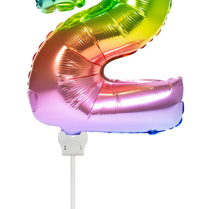 Ballon de baudruche Figure 2 Arc-en-ciel 36cm avec bâton