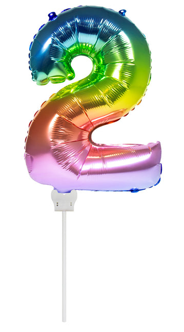 Ballon de baudruche Figure 2 Arc-en-ciel 36cm avec bâton