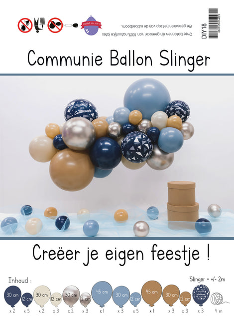 Kit de ballons DIY Communion Bio Bleu