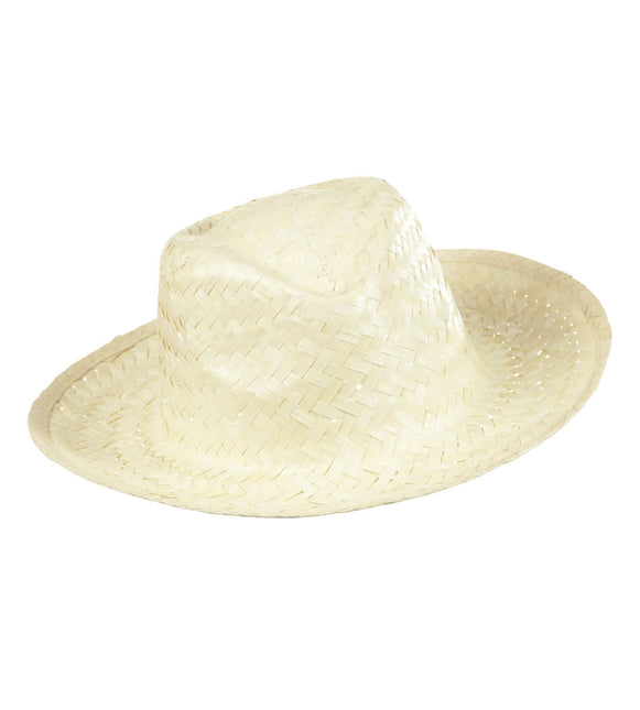 Chapeau de cow-boy en paille blanche