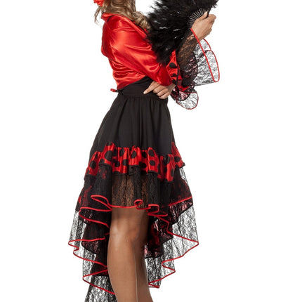 Robe espagnole Flamenco Rouge Noir