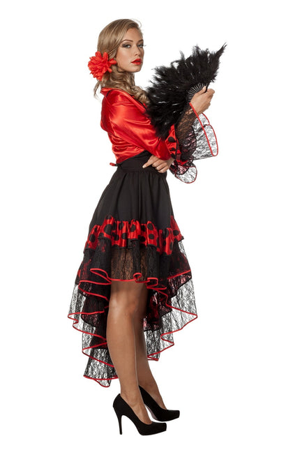 Robe espagnole Flamenco Rouge Noir