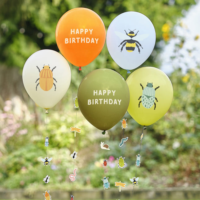 Ballons de baudruche animaux de la forêt Happy Birthday 5pcs