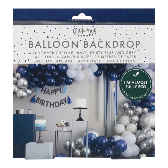 Arche de ballon bleu argenté XL DIY Set