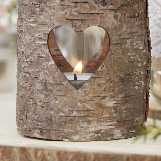 Porte-lampions en bois avec coeur 9cm