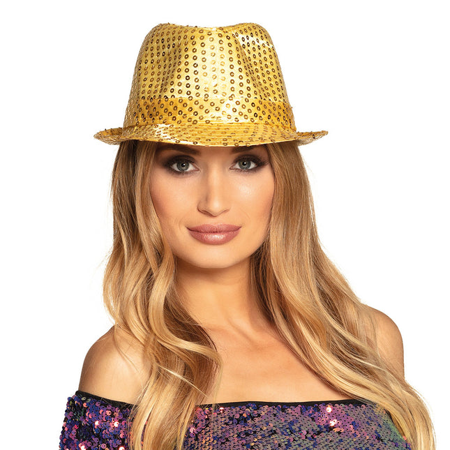 Chapeau d'or pailleté