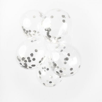 Ballons Confetti Argent 30cm 6pcs