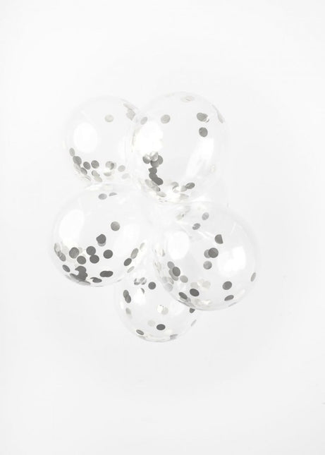 Ballons Confetti Argent 30cm 6pcs