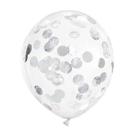 Ballons Confetti Argent Deluxe 30cm 6pcs