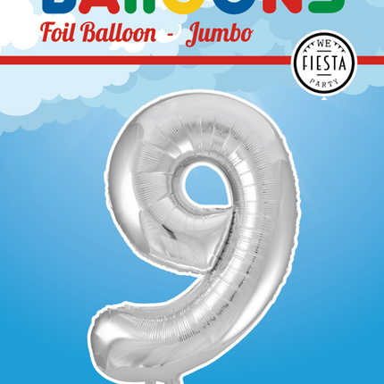 Ballon de baudruche Figure 9 Argent XL 86cm vide