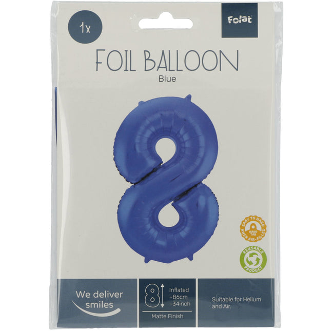 Ballon de baudruche Figure 8 Bleu mat XL 86cm vide