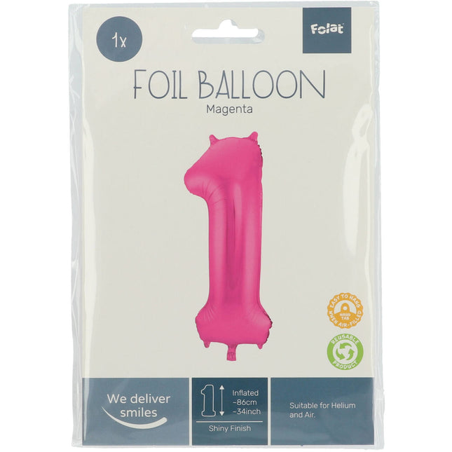 Ballon de baudruche Figure 1 Fuchsia Métallique XL 86cm vide