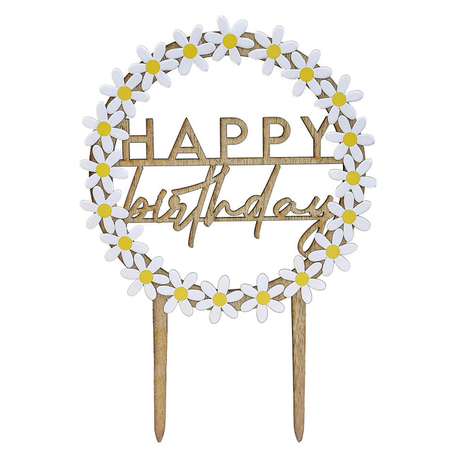 Happy Birthday Cake topper Daisies