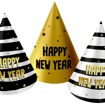 Chapeaux de fête Happy New Year 10cm 6pcs