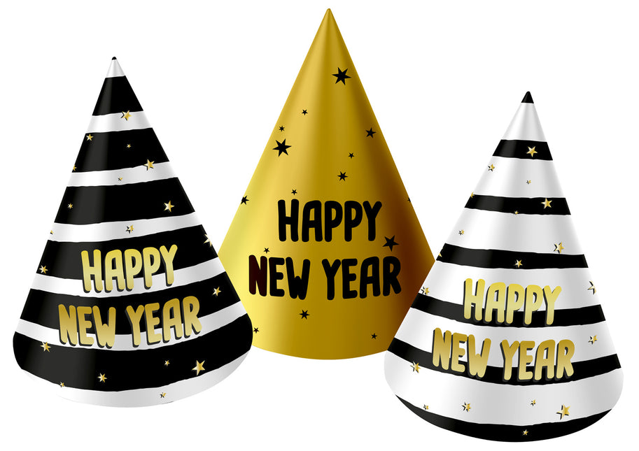 Chapeaux de fête Happy New Year 10cm 6pcs