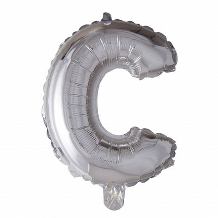 Ballon de baudruche Lettre C Argent 41cm avec paille