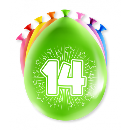 Ballons 14 ans Multicolore 30cm 8pcs