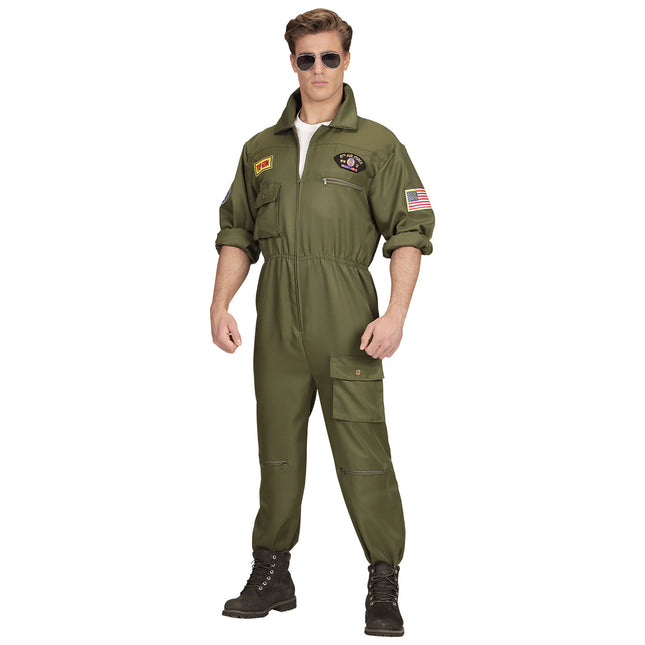 Costume de pilote vert foncé