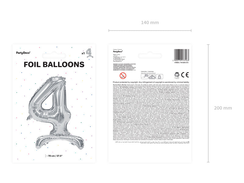 Ballon de baudruche Figure 4 Argent Standard Vide 70cm