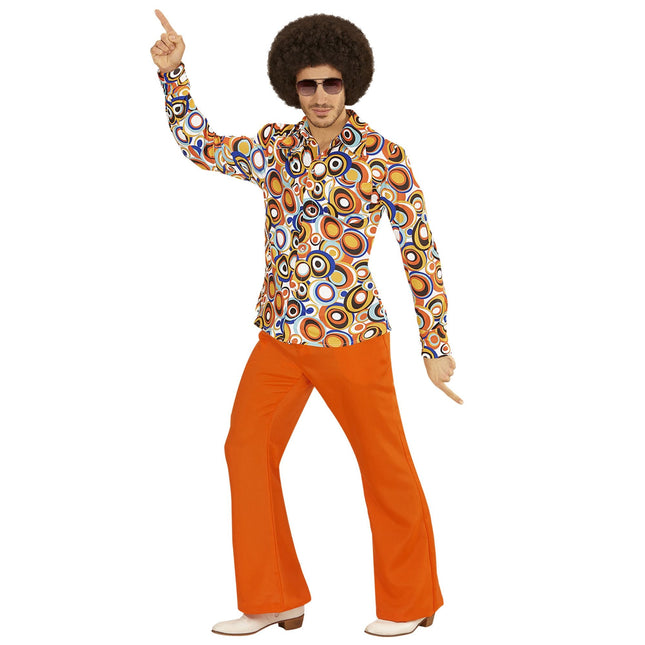 Chemisier Disco 70S Bleu Orange Hommes