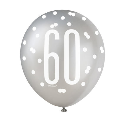 Ballons 60 Years Dots Black 30cm 6pcs