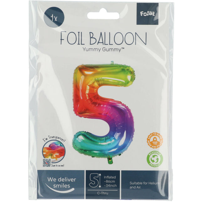 Ballon de baudruche Figure 5 Arc-en-ciel XL 81cm vide