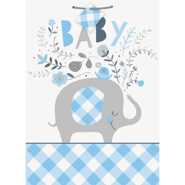 Sac cadeau bébé éléphant bleu