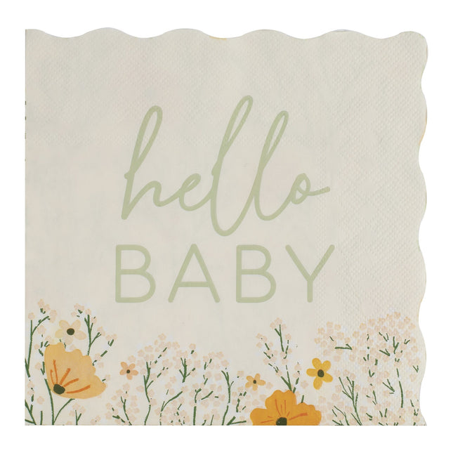 Serviettes de table pour la fête de bébé Hello Baby 16pcs