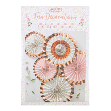 Eventails en papier Fleurs 5pcs